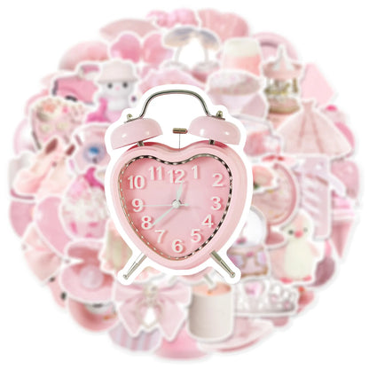 50pcs Cute Pink Aesthetic Stickers | Waterproof Vinyl Decals for Phone, Laptop & Journals