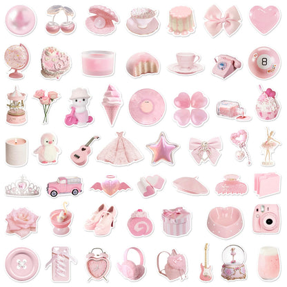 50pcs Cute Pink Aesthetic Stickers | Waterproof Vinyl Decals for Phone, Laptop & Journals