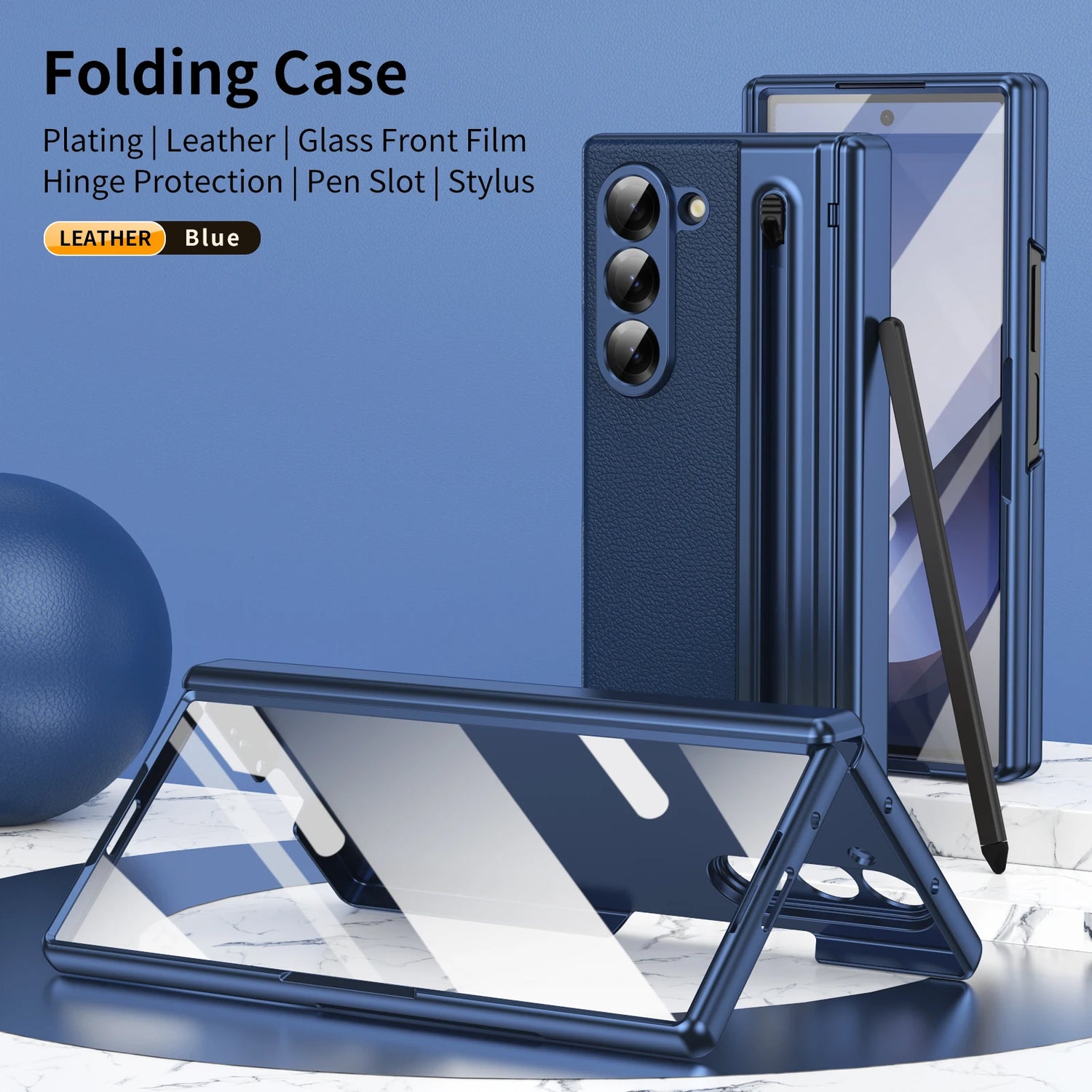 Premium Leather Case for Galaxy Z Fold 7 – with S Pen & Screen Protector